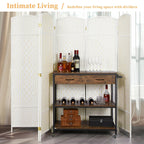 Freestanding Folding Woven Fiber Room Divider Privacy Screen - 6 Ft Tall
