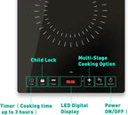 Portable Induction Cooktop 1800W Single Electric Burner - Black