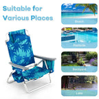 2-Pack 5-Position Outdoor Folding Backpack Beach Chairs With Side Table Set