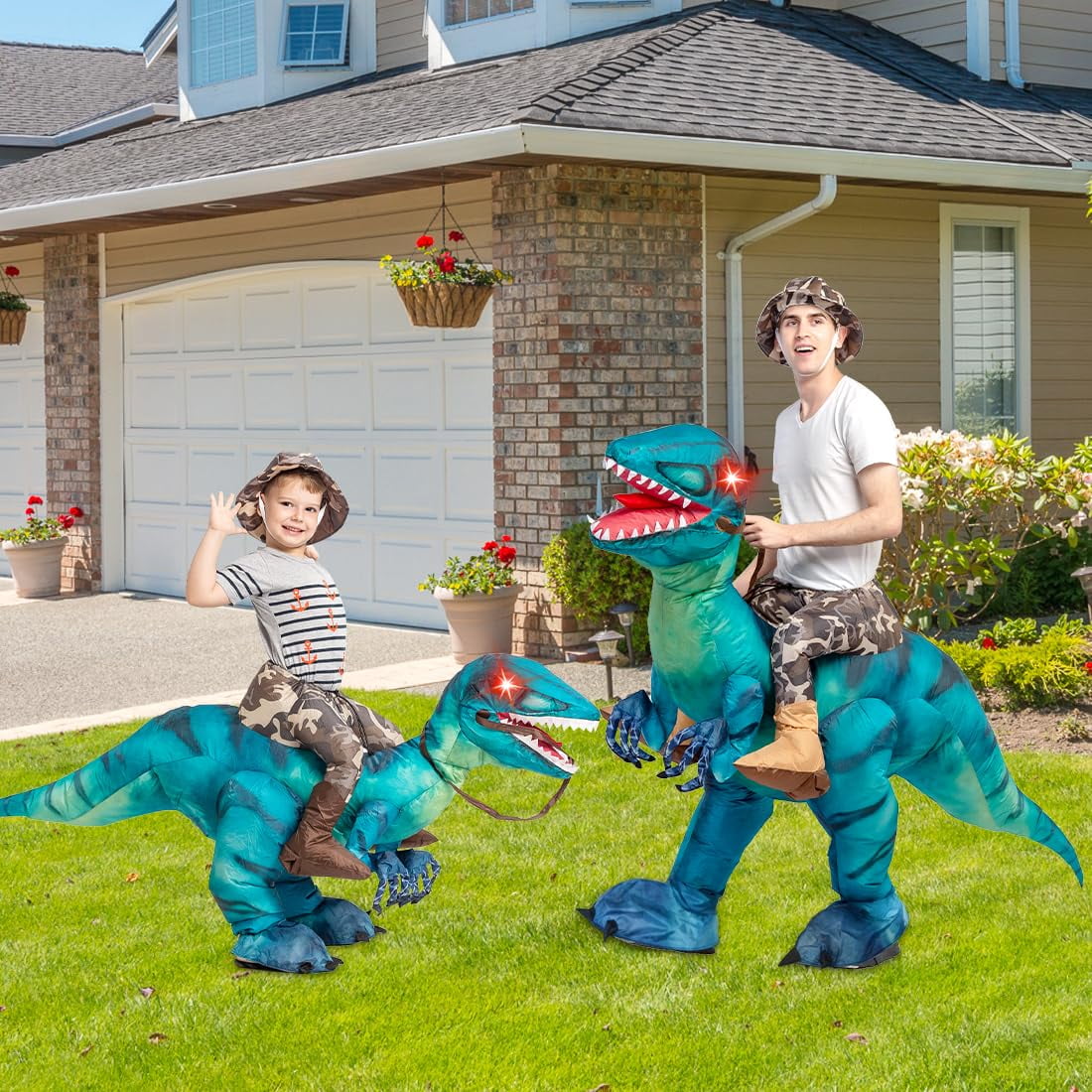 GOOSH 55 inch Halloween Costume Inflatable Dinosaur Costume, Toddler Dinosaur Costume Blow Up Dinosaur Costume Kids Size, Funny Halloween Costumes for Boys Girls Halloween Cosplay
