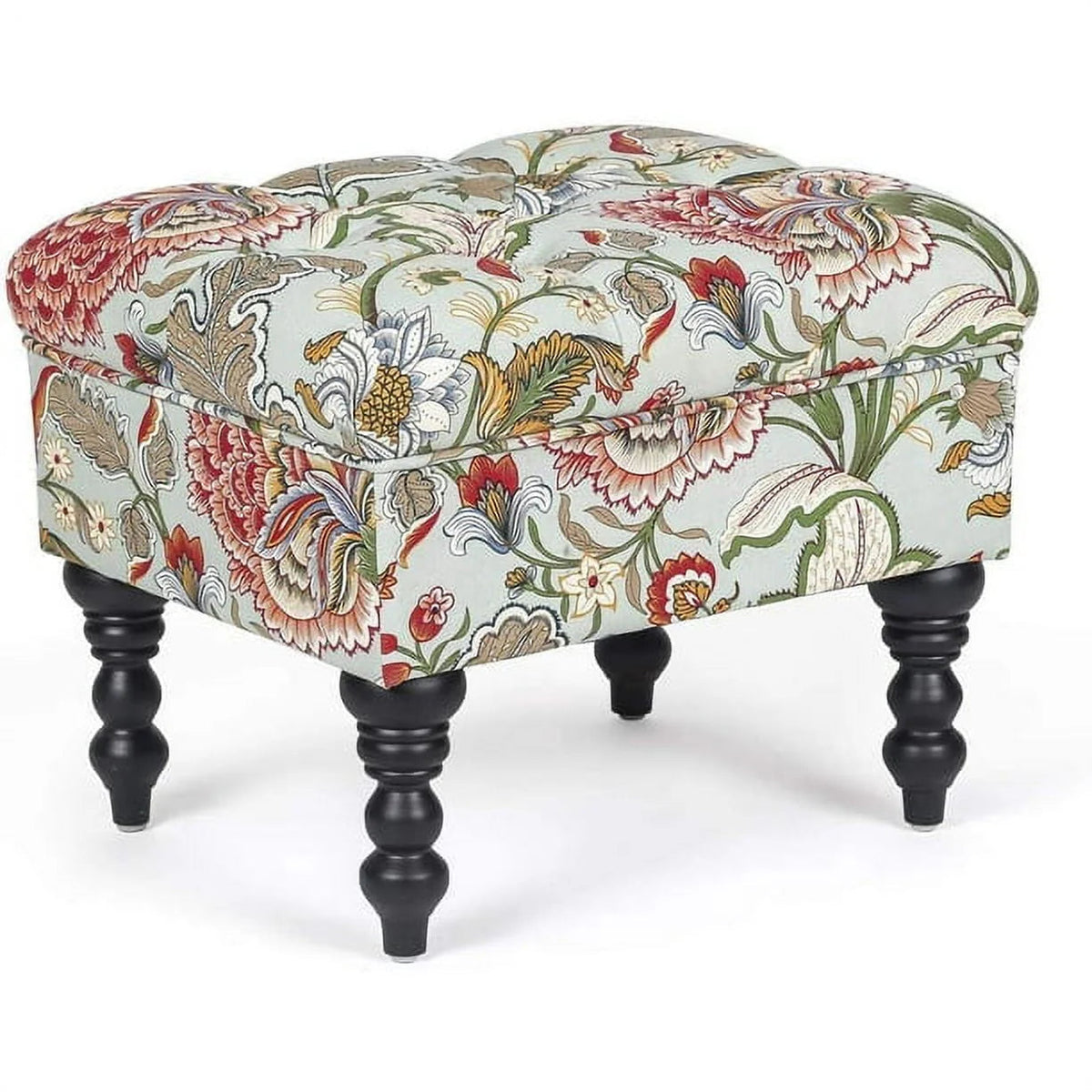 Homebeez 18 Inch Rectangle Fabric Foot Rest Ottoman Stool - Red
