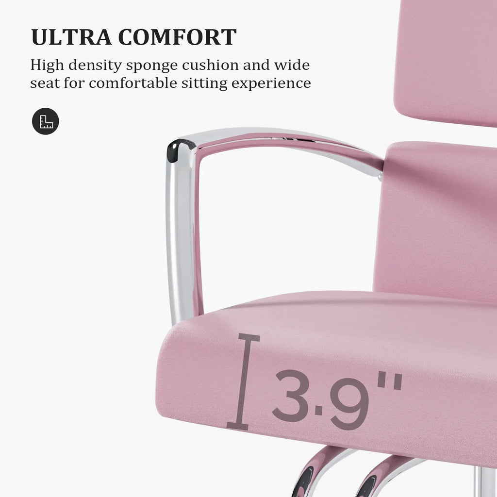 OmySalon Salon Chair With Hydraulic Pump, Pink, 360 Degree Swivel