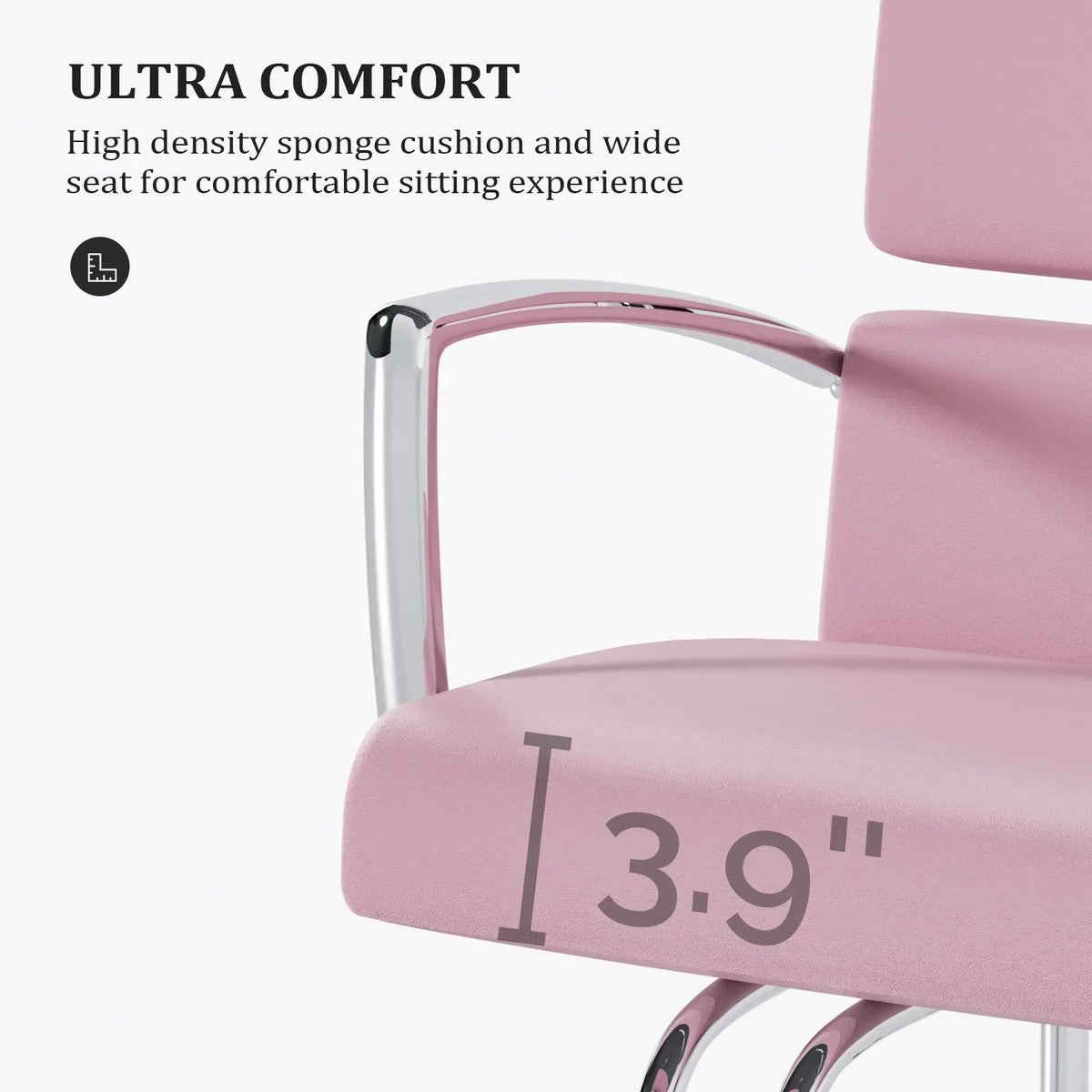 OmySalon Salon Chair With Hydraulic Pump, Pink, 360 Degree Swivel
