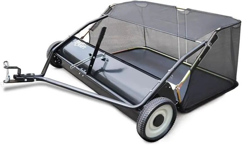PlantCraft 48-Inch Steel Tow-Behind Lawn Sweeper, Black - Universal Hitch