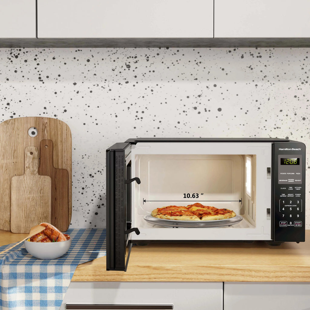 Hamilton Beach Countertop Microwave Oven, 0.9 Cu ft, 900 Watts, Stainless Steel, 18.98 in W x 14.17 in D x 10.63 in H - HB8436127995-01
