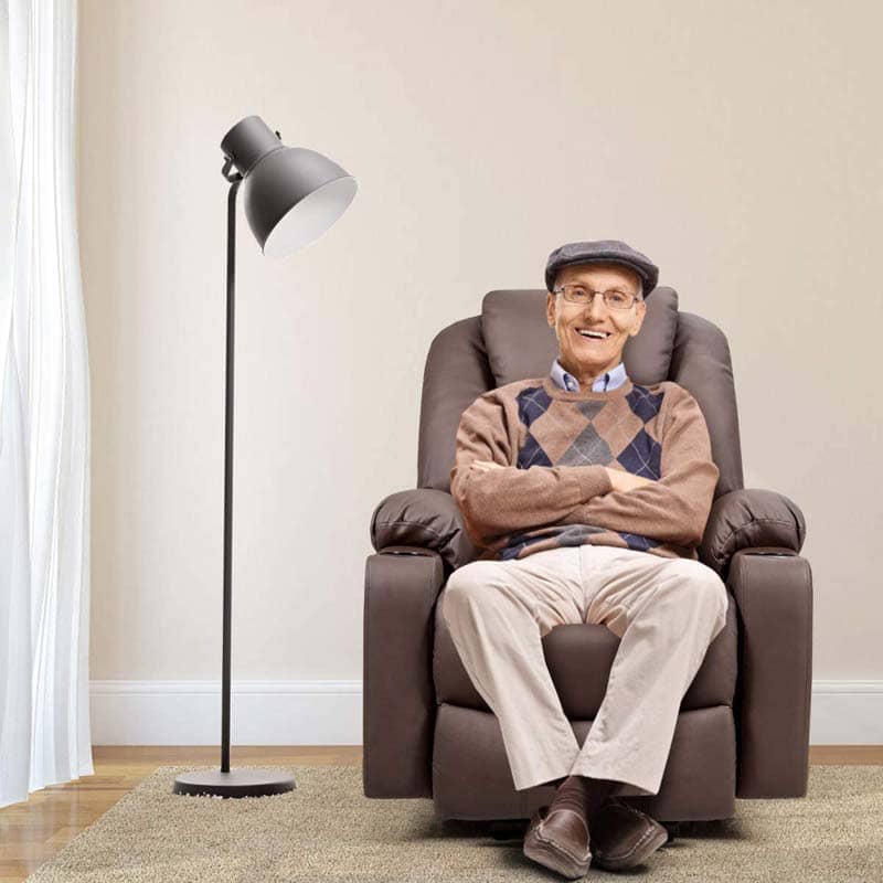 Electric Power Lift Recliner Chair With Leather Massage, Lumbar Heating, 8 Vibrating Nodes, Cup Holders And USB Port