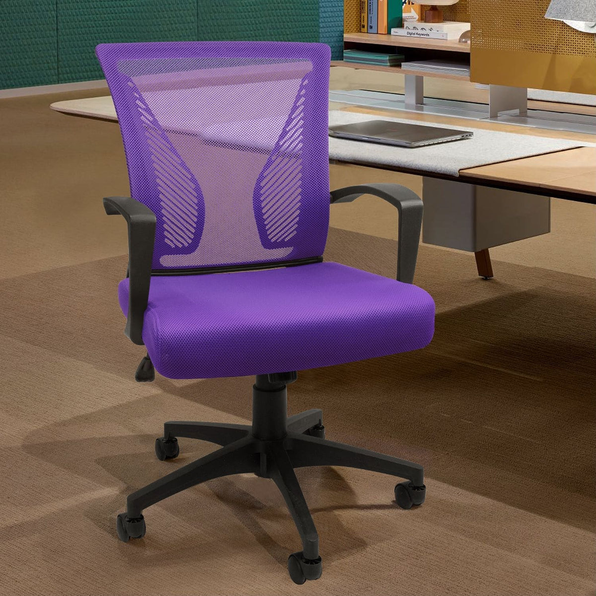 Ergonomic Mesh Mid-Back Office Chair With Adjustable Lumbar Support, 300 lbs Capacity