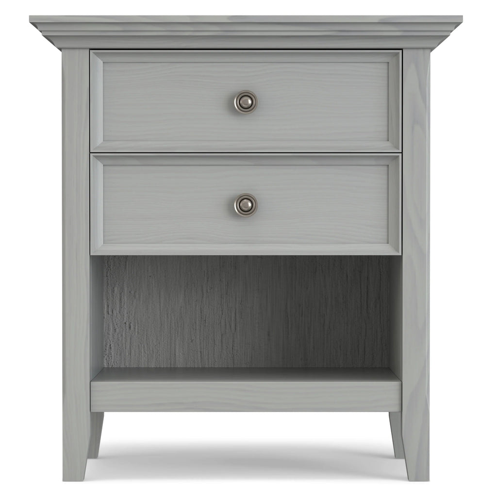 Solid Wood Nightstand With 2 Drawers And Open Shelf, 16 in D x 24 in W x 26 in H