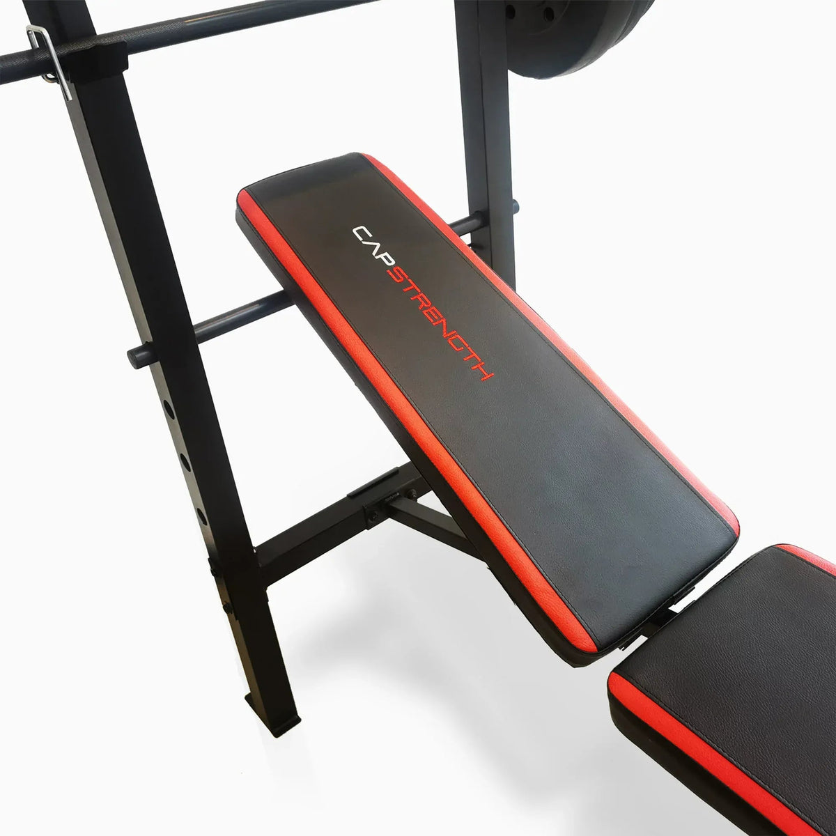 Adjustable Standard Weight Bench With Rack, Leg Extension And 90 lb Weight Set - 59 in L x 54.75 in W x 48 in H