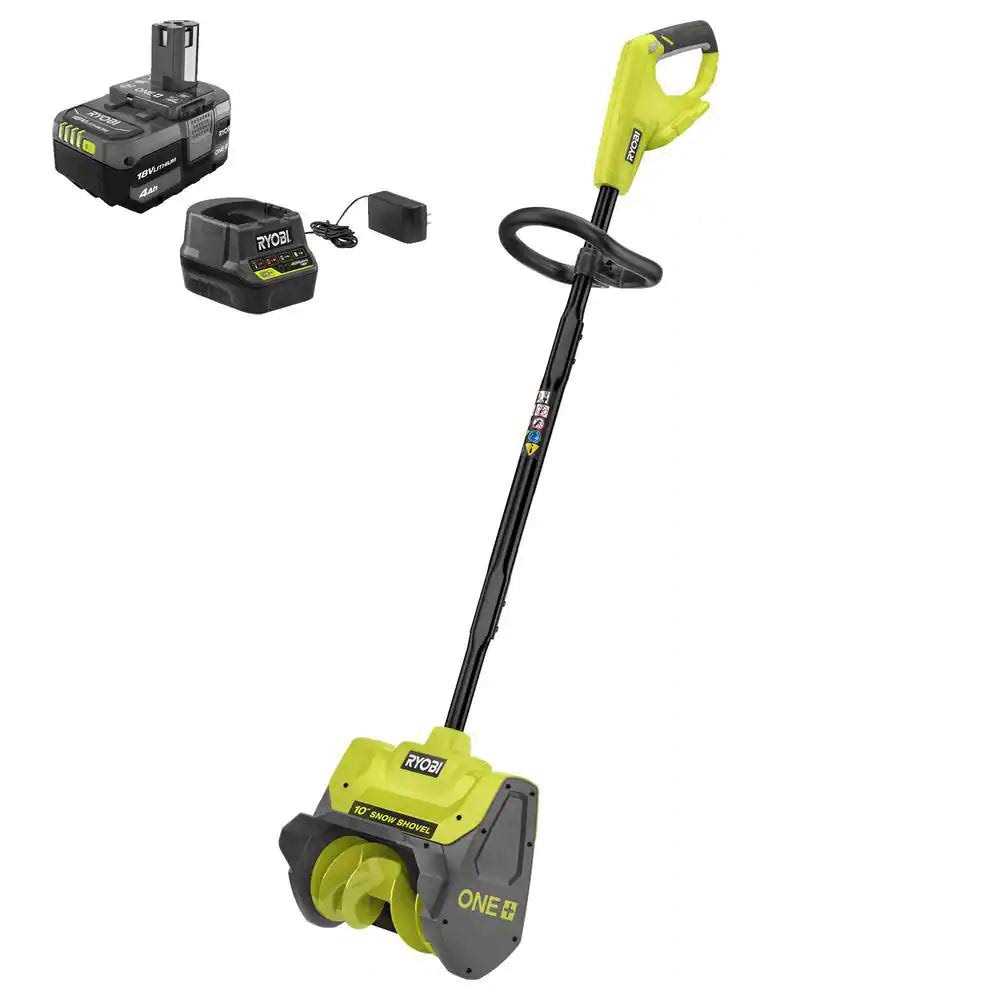 RYOBI ONE+ 18V 10 in. Cordless Electric Snow Shovel With 4.0 Ah Battery And Charger