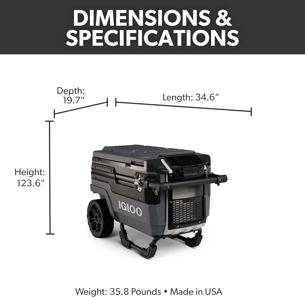 70Qt Wheeled Insulated Hard Shell Ice Chest - Trailmate