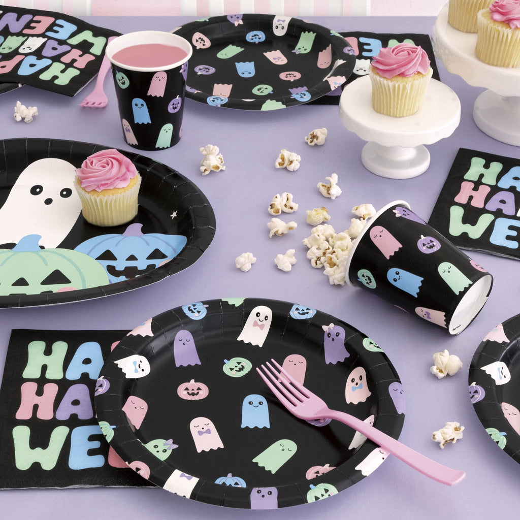 Cute Ghosts Disposable Paper Plates, Multicolor, 8.5", 8 Count, Halloween by Way To Celebrate