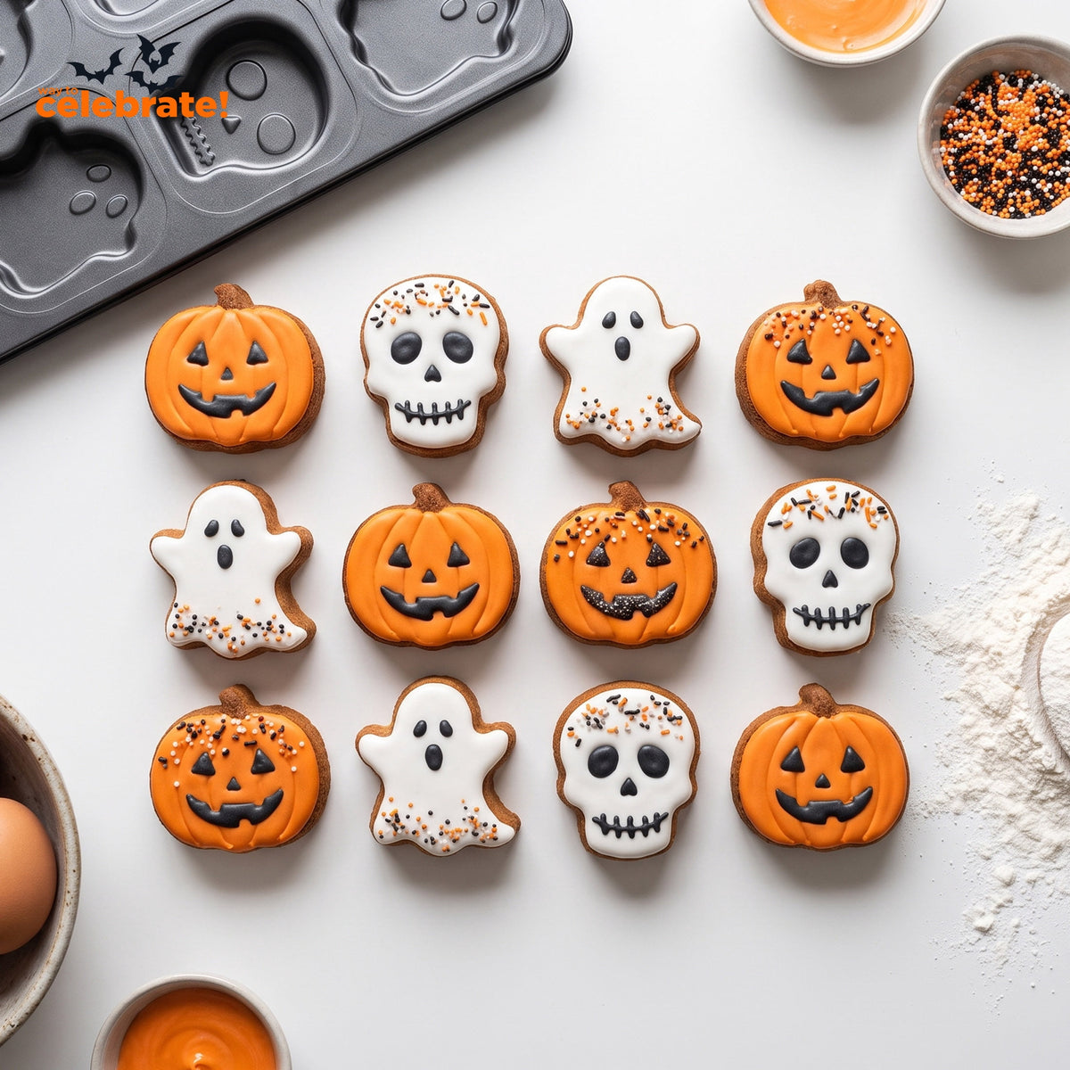 Way To Celebrate Halloween Cakelet Baking Mold 17" x 13" 12-Cavity