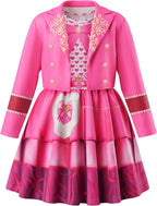 G*irls Halloween Princess Dress with Accessories, Blue Princess Dress with Wig Wand Crown Earrings and Star Earrings