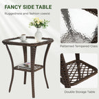 3-Piece Patio Swivel Rocking Chair Set With Glass Top Table - 2 Chairs