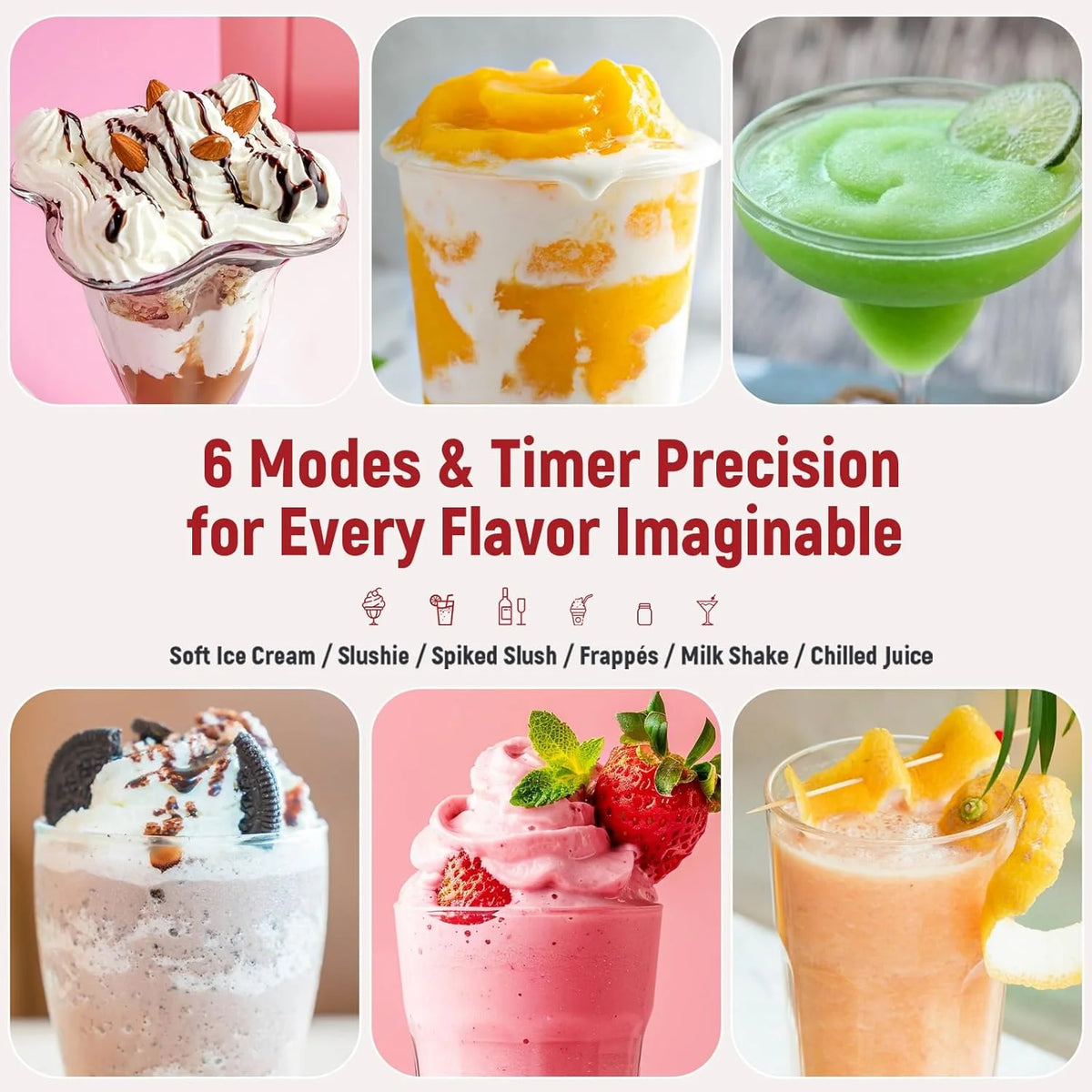 UJR Slushie And Ice Cream Maker, 68 oz, 6 Preset Modes - SBL-2408
