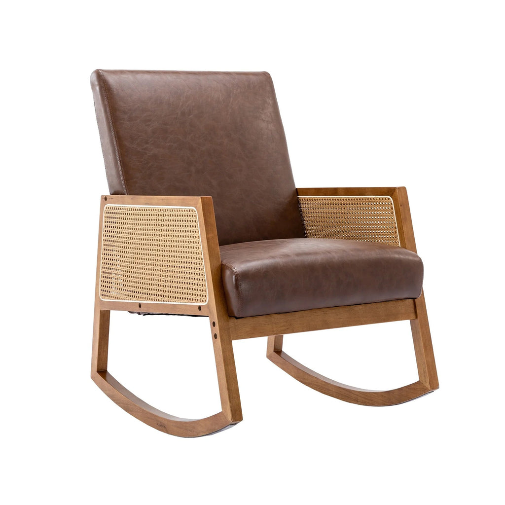 Upholstered Tall Back Gliding Rocking Armchair