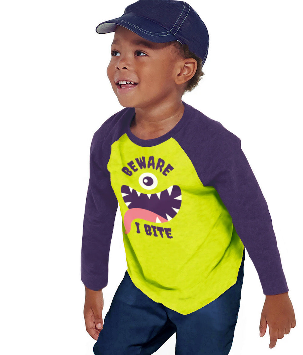 I Bite Monster Halloween Long Sleeve T-Shirt Boy's Toddler 2T