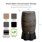 50 Gallon Rain Barrel With Brass Spigot And Flat-Back Design