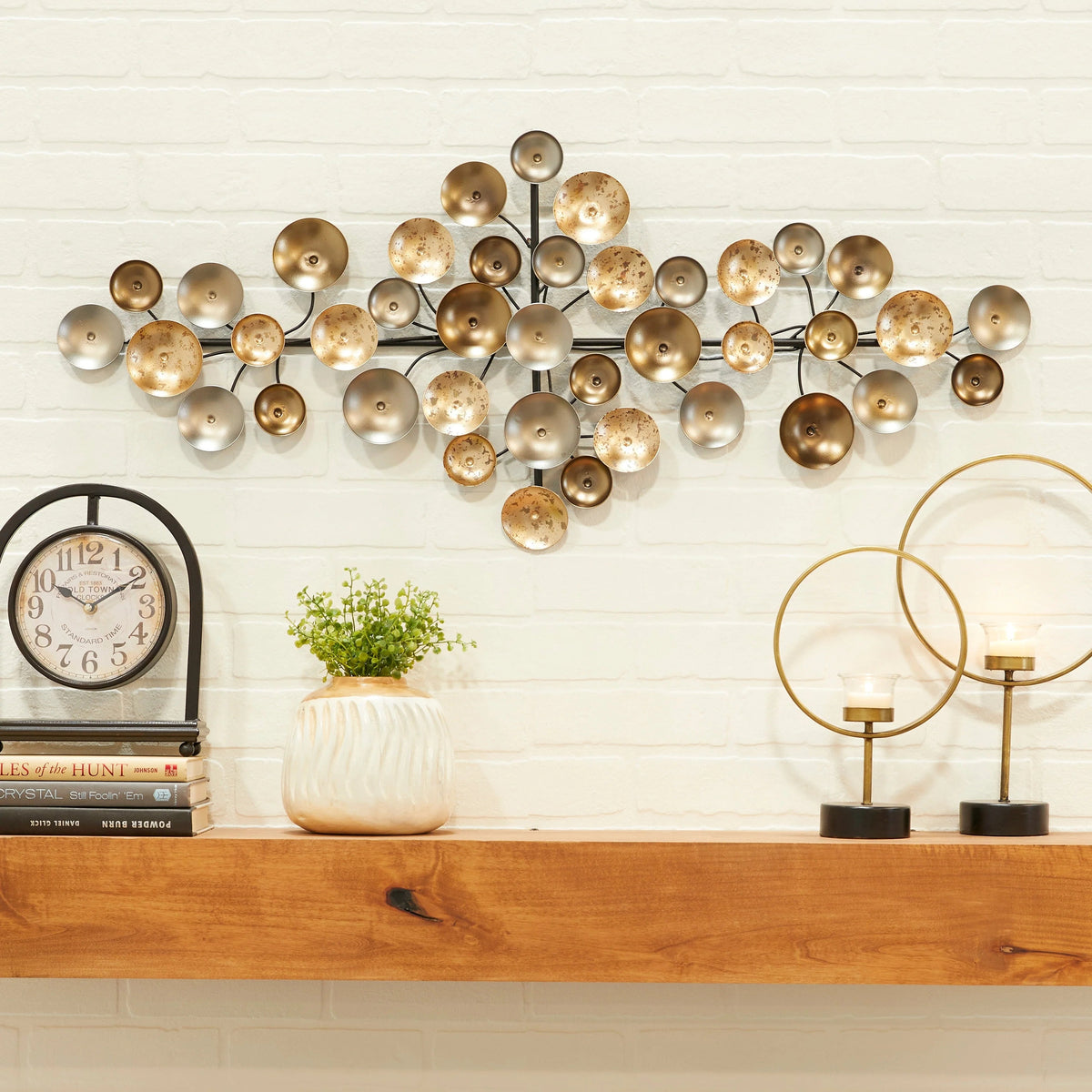Gold Metal Plate Wall Decor With Textured Pattern - 38.5in L x 1.8in W x 16.5in H