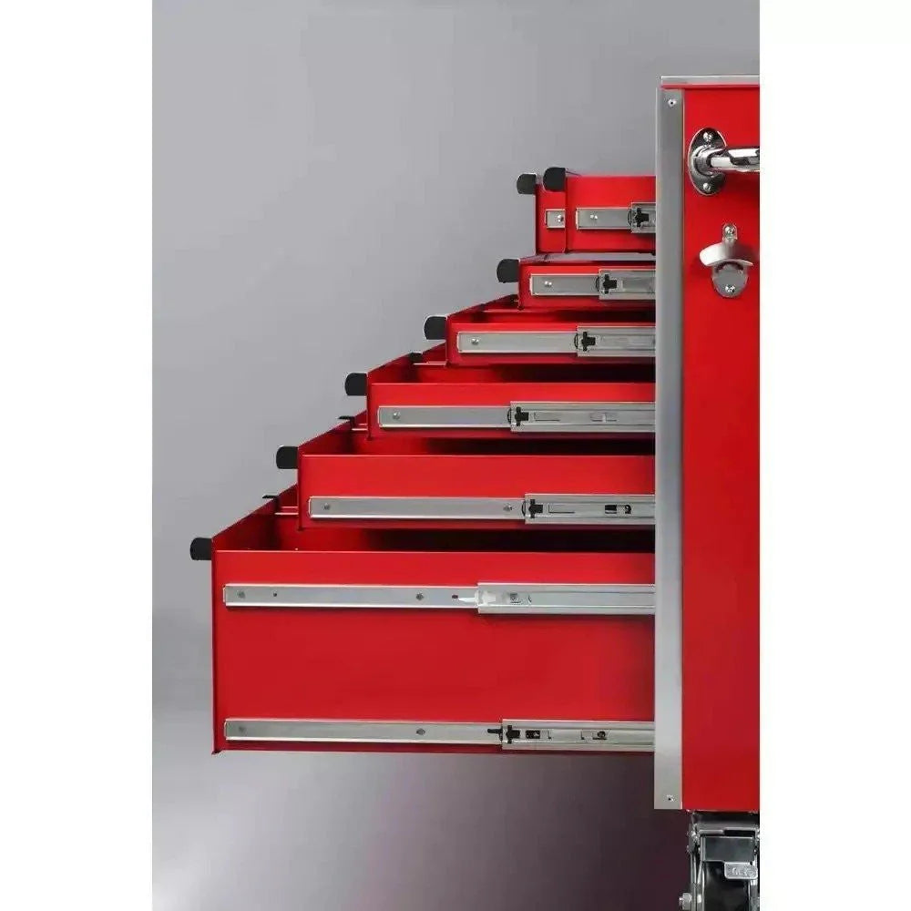 Husky Heavy-Duty 72 in. W x 24 in. D 15-Drawer Mobile Workbench With Stainless Steel Top And Dual Locks - Red