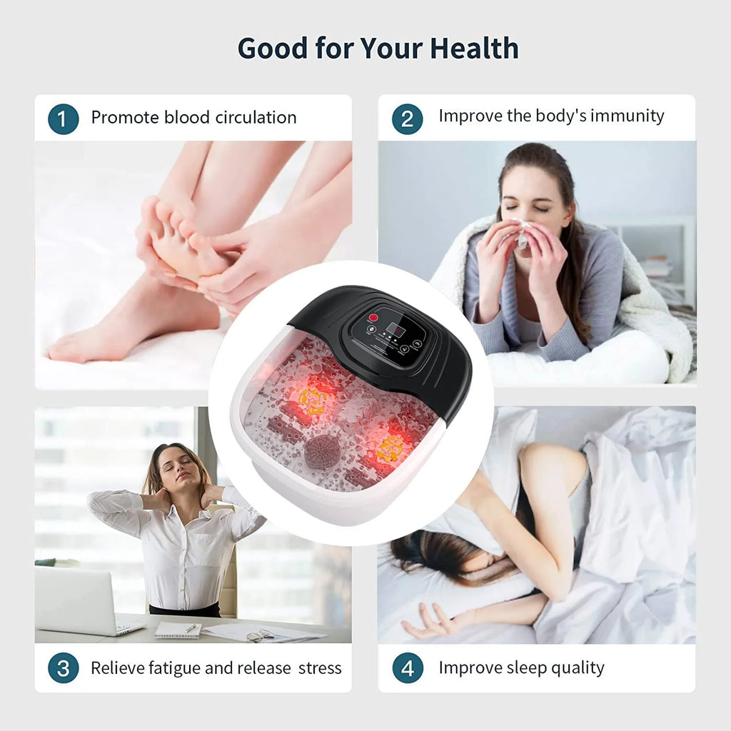 YOZIHAYL Foot Spa Bath Massager With Heat, Bubbles, Vibration, Red Light And 8 Massage Rollers