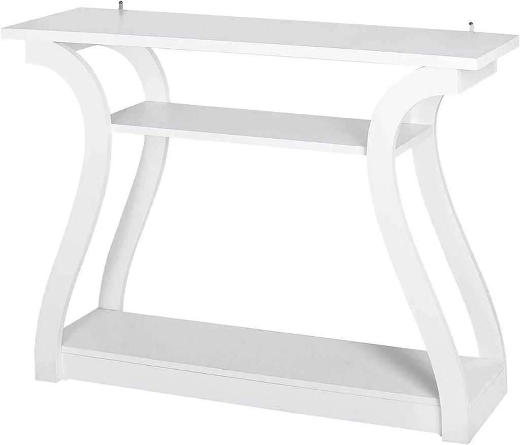 3-Tier Console Table With Storage Shelves - White