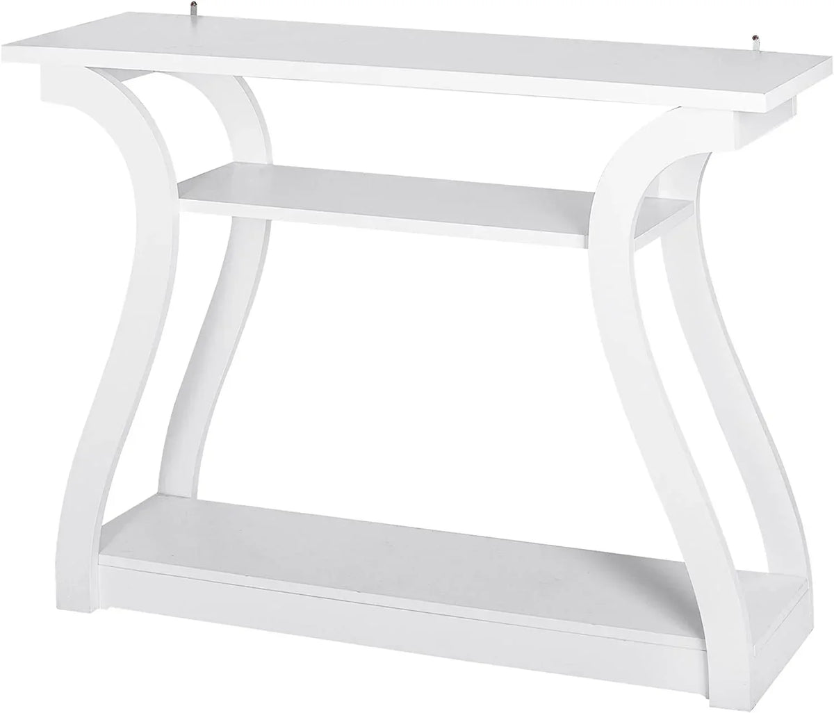 3-Tier Console Table With Storage Shelves - White