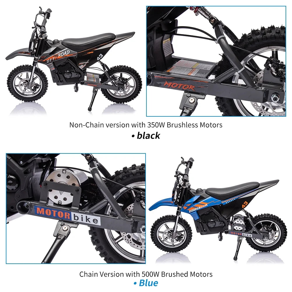 Kids Electric Dirt Bike 36V 350W, 15.5 MPH, Age 8-16, 175 lbs Max Load