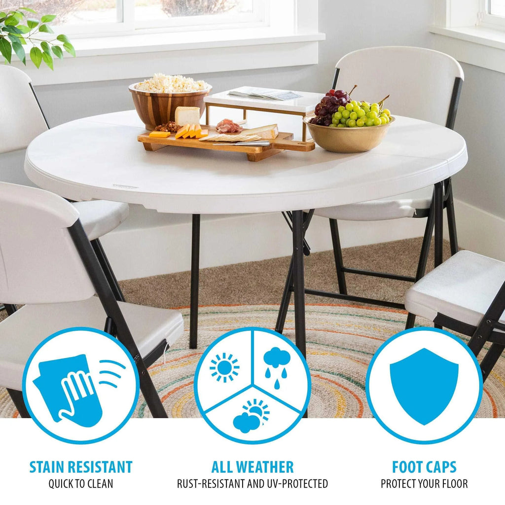 Lifetime 48 inch Round Fold-In-Half Table, White Granite - 280064