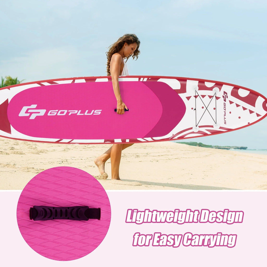 Goplus Inflatable Stand-Up Paddle Board 10.5 x 30 x 6 - Pink