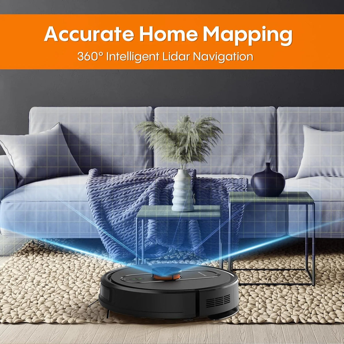 Robot Vacuum and Mop, 5000Pa, LiDAR Navigation, Black - BL20Pro