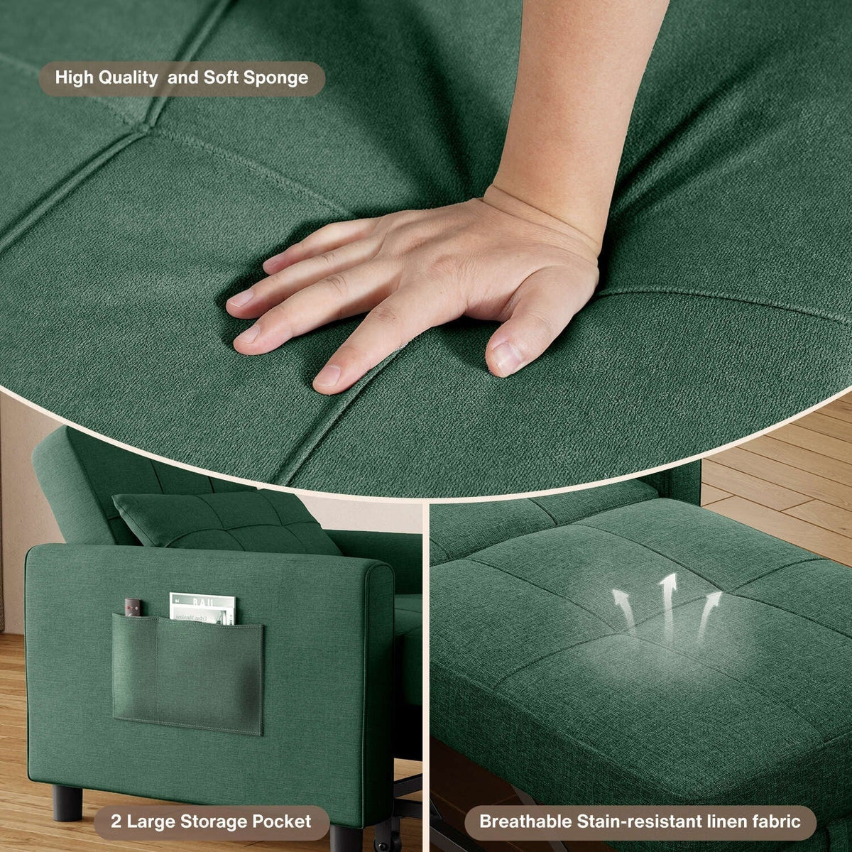 3-in-1 Adjustable Pull-Out Sleeper Sofa Bed With 330 Pounds Capacity