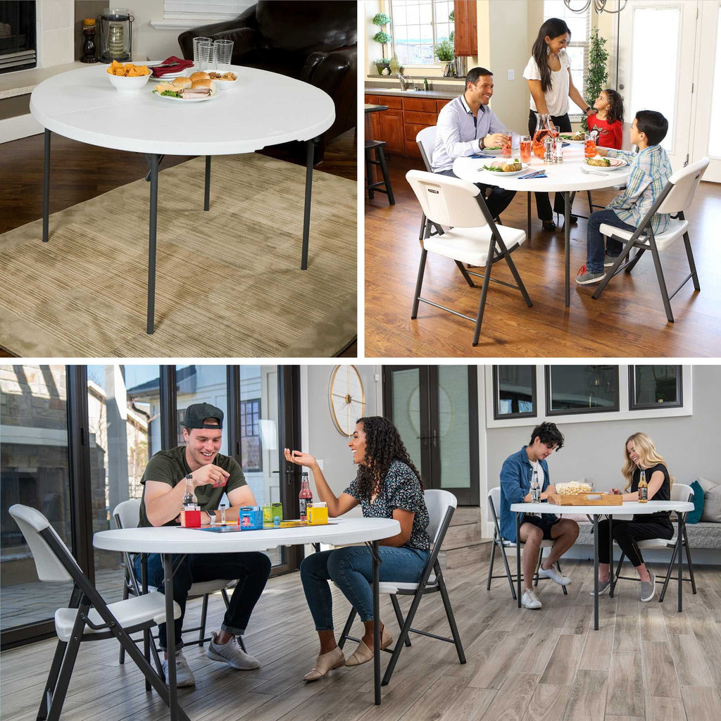 Lifetime 48 inch Round Fold-In-Half Table, White Granite - 280064