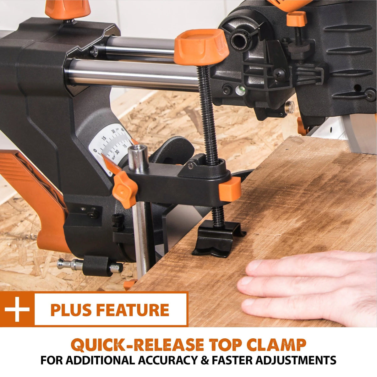 Evolution Dual Bevel Sliding Miter Saw With 10 in Multi-Material Cutting Blade - R255SMS-DB+