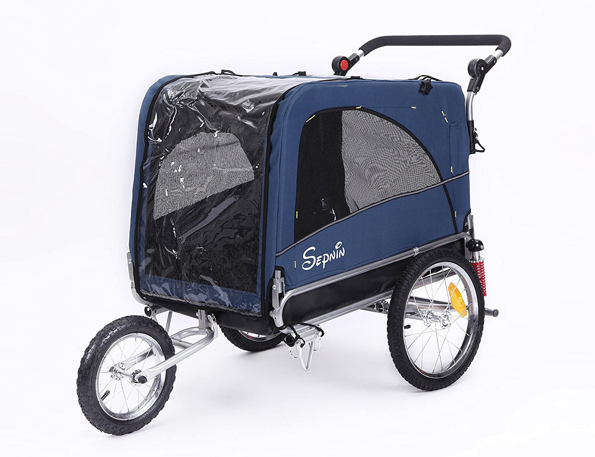 3 In 1 Large Bicycle Pet Trailer, Jogger And Dog Cage With Suspension - 10308