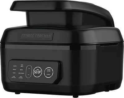 George Foreman 7-in-1 Electric Indoor Grill With Air Fry Technology, Black, Large - MCAFD800D