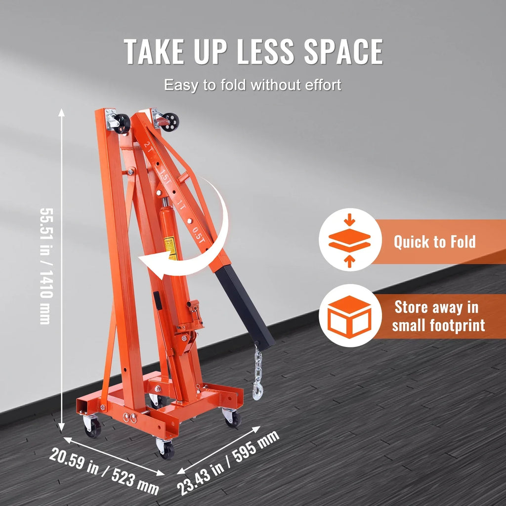 BENTISM Folding Engine Hoist With Leveler, 4400 lbs/2 ton - Heavy-Duty