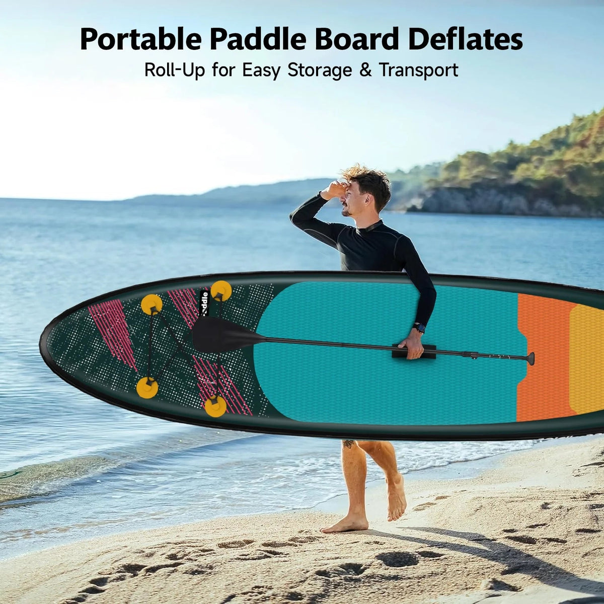 LNOW 10'6 Inflatable Stand Up Paddle Board, 6 ft Thick - Triple Action Pump