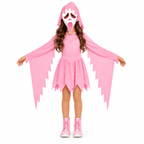 Satmonnus Pink Glitter Ghost Halloween Costume for G'irls, Hooded Ghost Costume Dress with Mask, Spooky Horror Halloween Party Cosplay Outfit for Masquerade and Themed Events