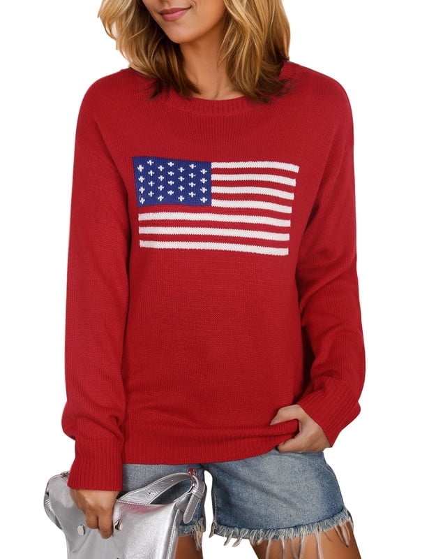 Crewneck Sweaters for Women Trendy Star Sweater Casual Pullover Sweaters Fall Lightweight Womens Sweaters Shermie
