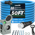 COOLTOP 50 Amp Generator Cord And Power Inlet Box Kit, 50FT STW 6/3+8/1 AWG, 125/250V - NEMA 14-50P To SS2-50R