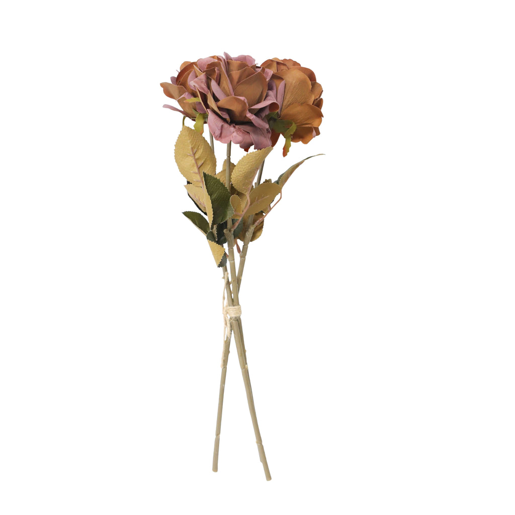 My Texas House Fall Faux Rose Bundle, Light Brown, 20"