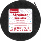 Black Paper Party Streamer, 150', by Way To Celebrate