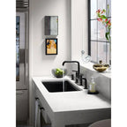 KOHLER Purist 2-Handle Bridge Kitchen Faucet With Side Sprayer, Matte Black - K-7548-4-BL