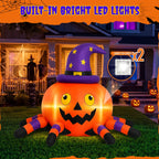 Firstness 6.2FT Halloween Inflatable Decorations Pumpkin Spider with LED Lights, Halloween Blow Ups for Yard Party