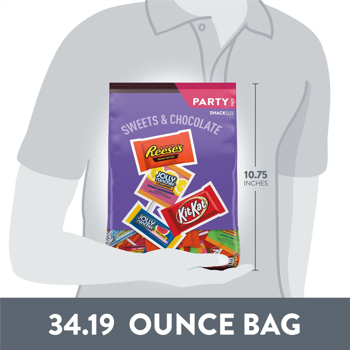 Jolly Rancher, Kit Kat and Reese's Assorted Flavored Snack Size, Halloween Candy Party Pack, 34.19 oz