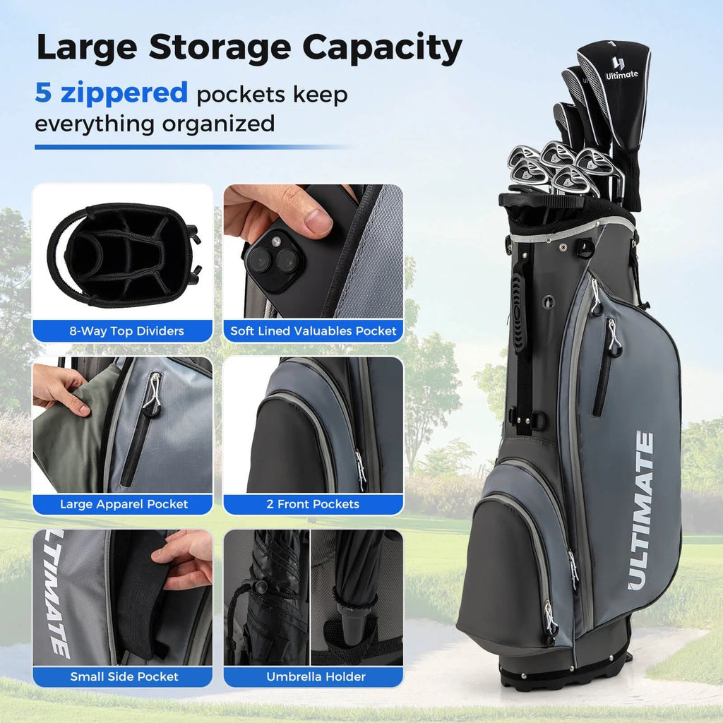 Costway Men's Complete Golf Club Set 10 Pieces With 460cc Alloy Driver
