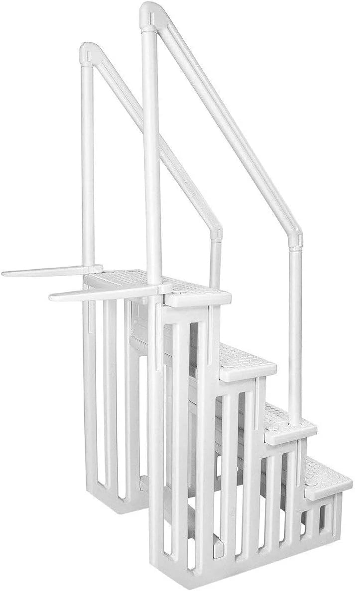 Aqua Select Anti-Slip In-Pool Steps, Gray, 28in W x 81in H, 300 lbs Capacity - For Above Ground Pools