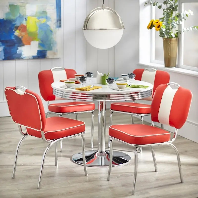 Simple Living 5-Piece Dining Set With Round Table And 4 Chairs - Raleigh Retro